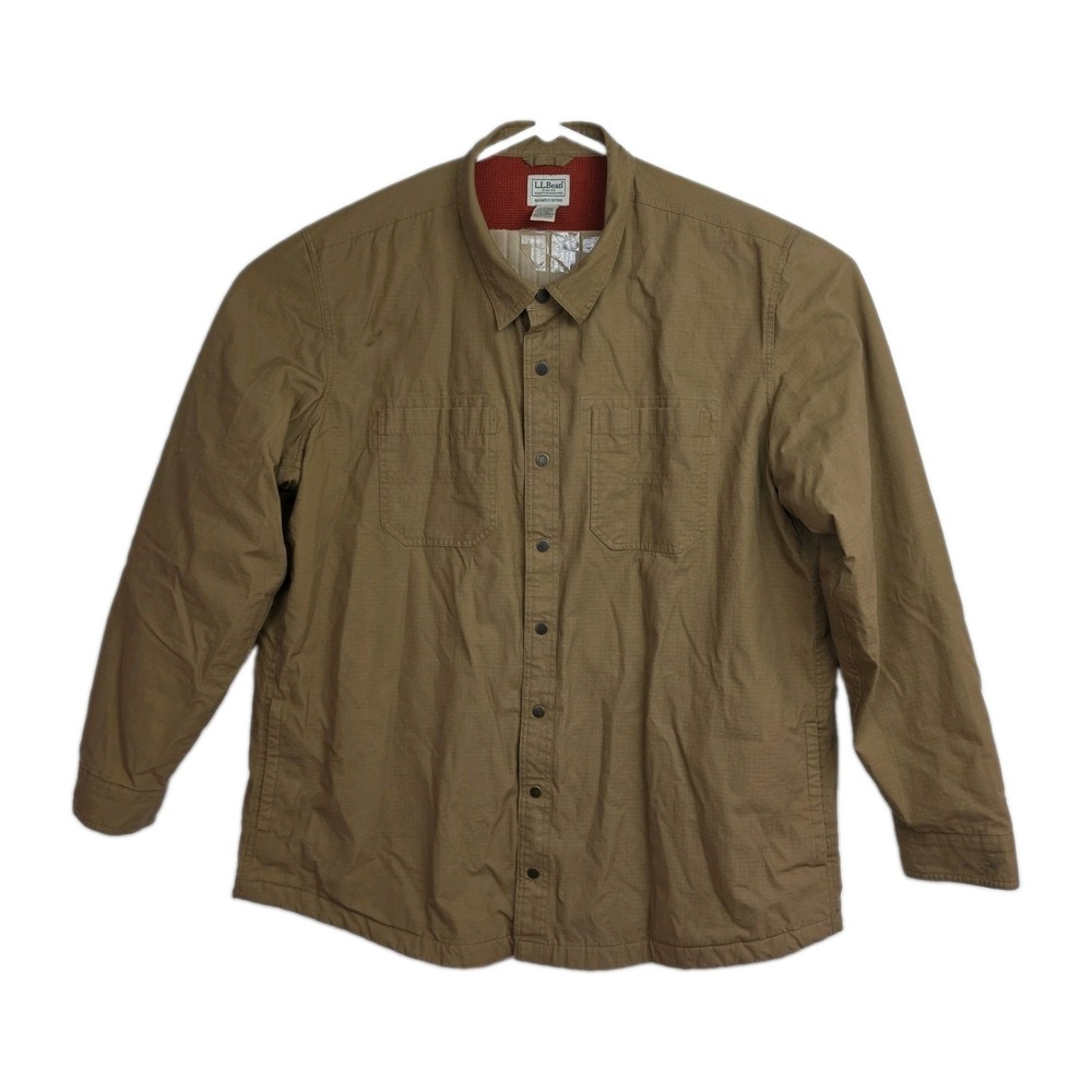 L.L. Bean Snap-Up Jacket Men's XXL-Tall Brown Slightly Fitted Lined Long Sleeves